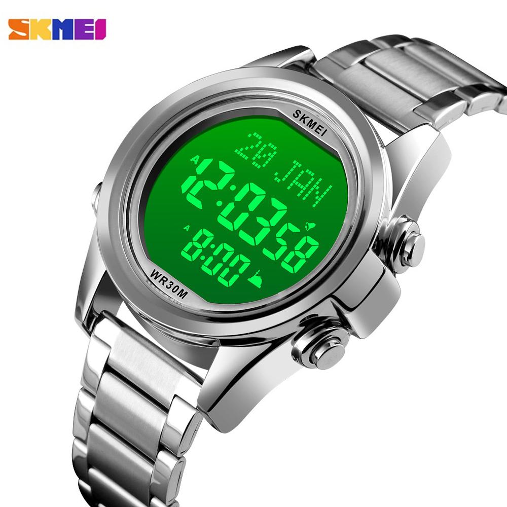 Skmei Moslim Azan Klok Horloge Voor Gebed Met Qibla Kompas Adhan Alarm Hijri Kalender Islamitische Al Harameen Fajr Tijd Horloge