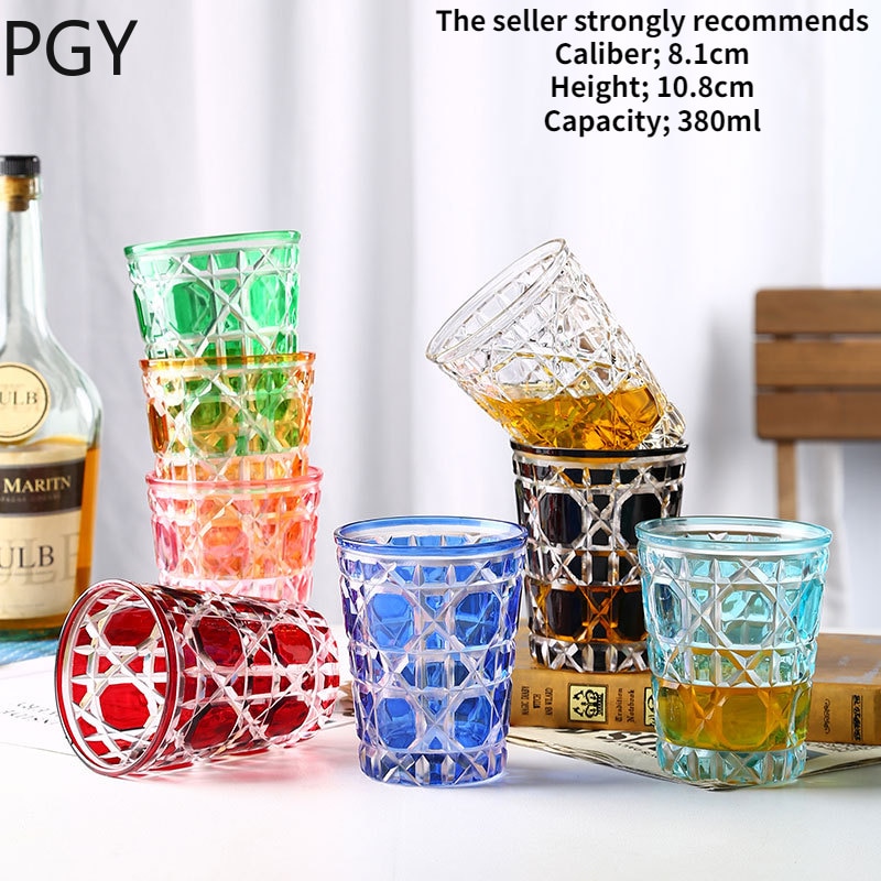 para el hogar cuadros de cristal de vidrio de mimbre de color transparente cielo estrellado de whisky de vidrio cóctel de vidrio creativas