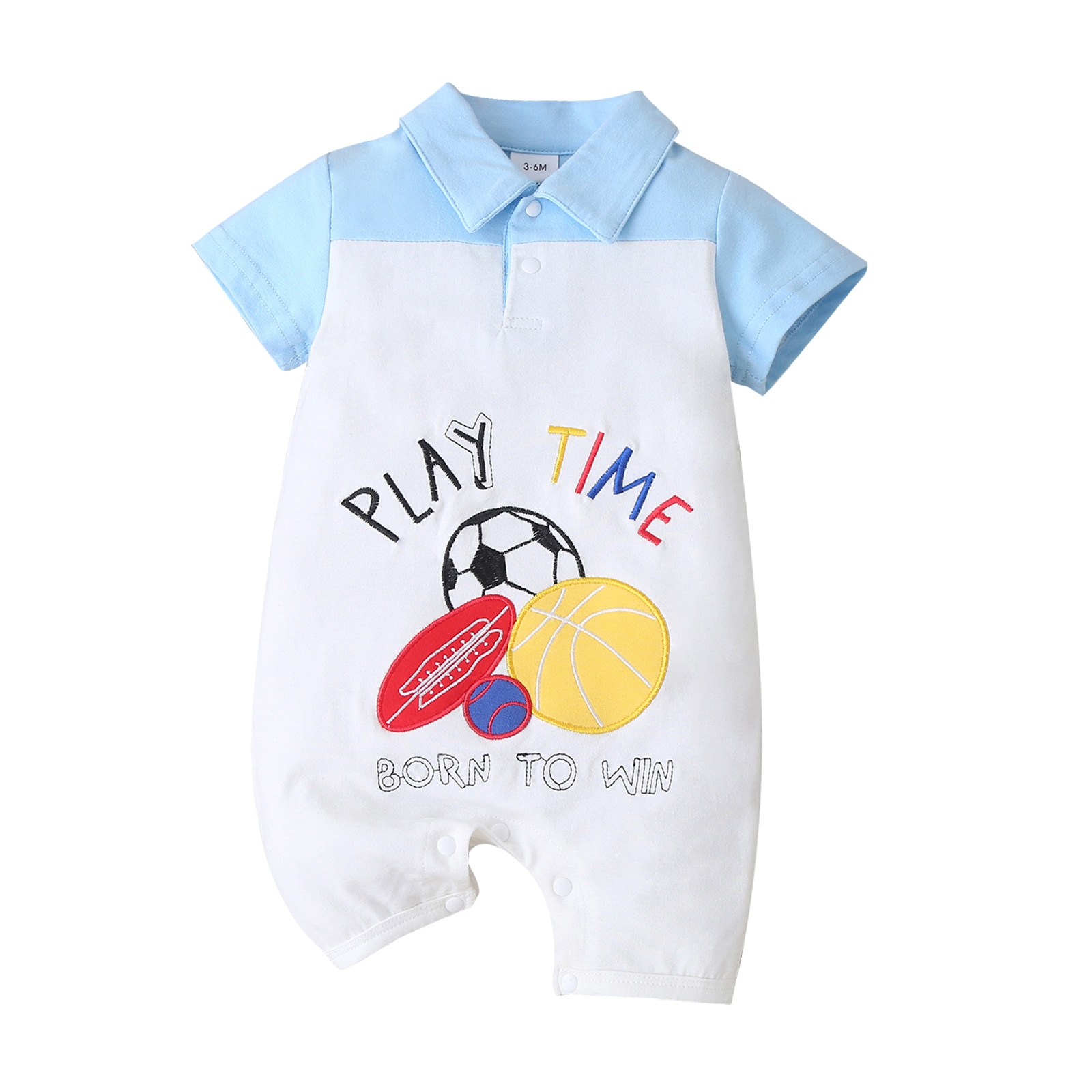 Peuter Baby Boy \ U2019s Romper Cartoon Bal Brief Printing Korte Mouw Casual Jumpsuit Zomer Kraag Korte Bodysuit: 9m