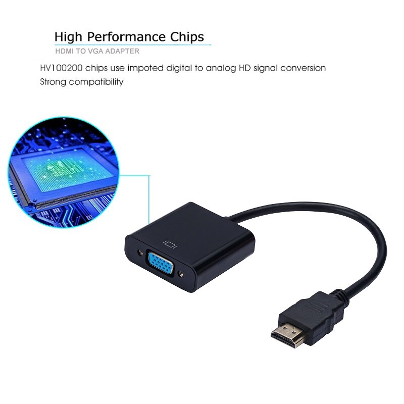 HD HDMI-compatible to VGA Adapter Digital to Analog Converter HDMI-compatible Male To VGA Female Converter Cable For PC Laptop