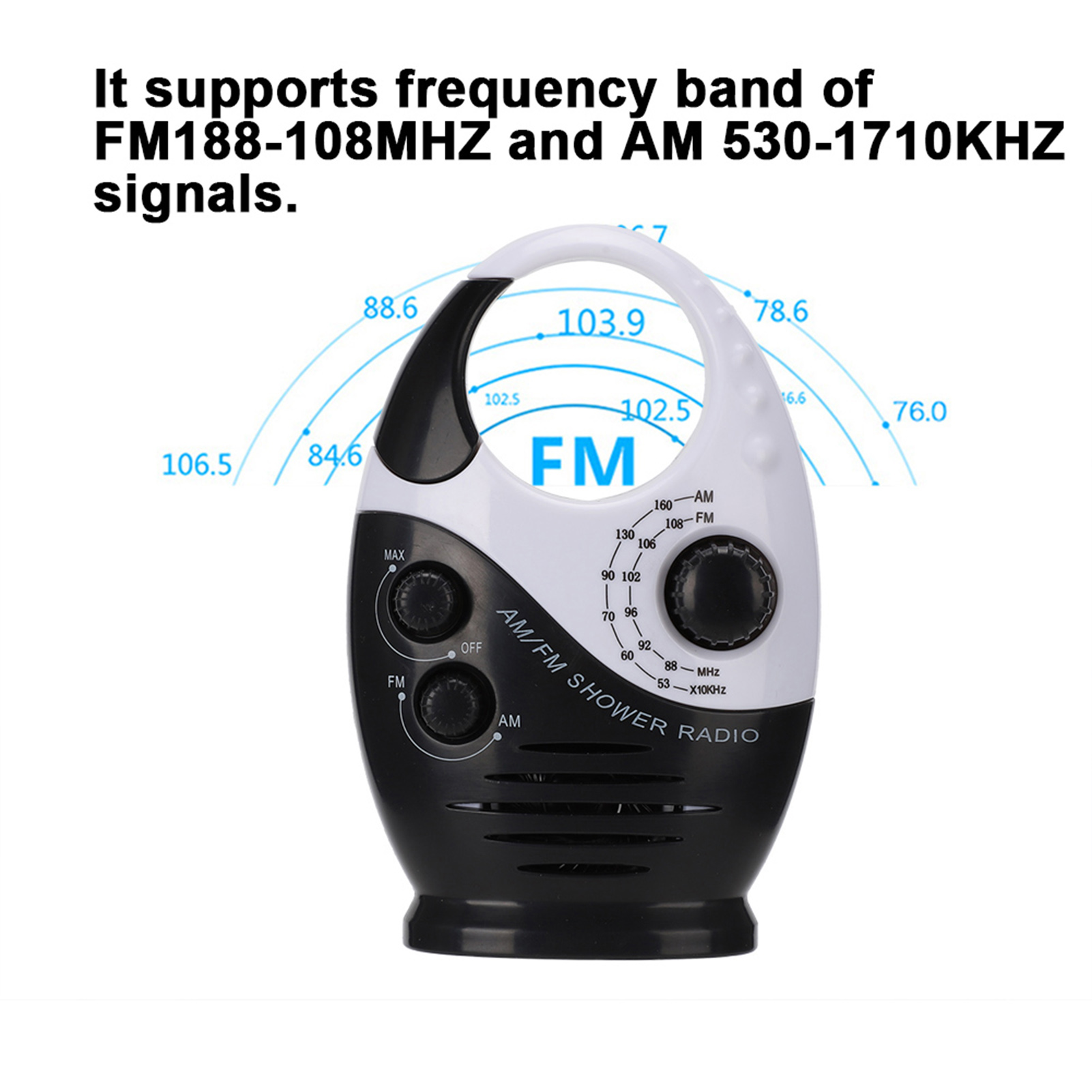Receptor de Radio portátil multifuncional Am FM de doble banda, resistente al agua, con altavoz incorporado