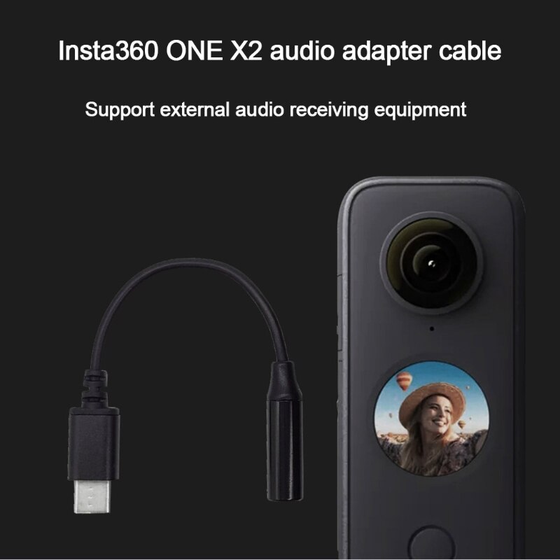 Officiële Mic Audio Adapter Kabel Compatibel Met-Insta360 Een X2 Sport Camera Ondersteuning Externe Radio Apparatuur