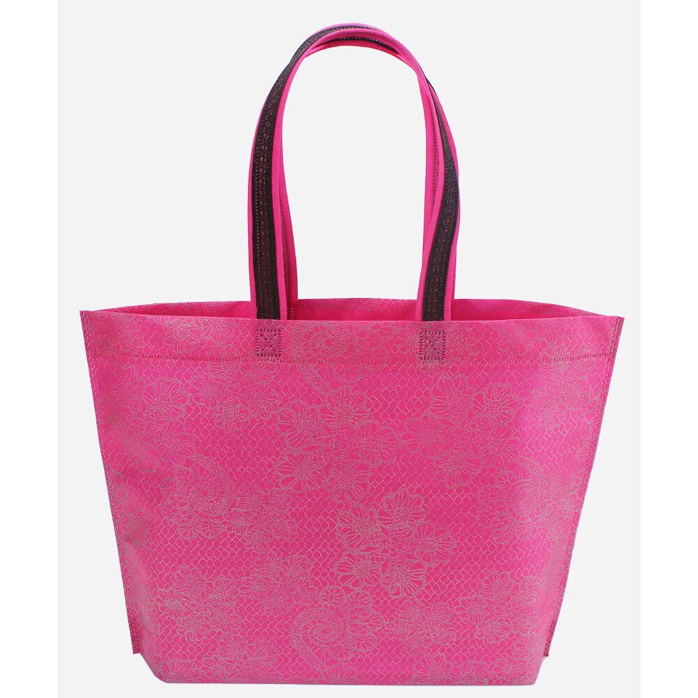 Vrouwen Lady Opvouwbare Boodschappentas Waterdichte Dikke Handtas Toevallige Draagbare Grote Capaciteit Zip Nylon Tote: rose red