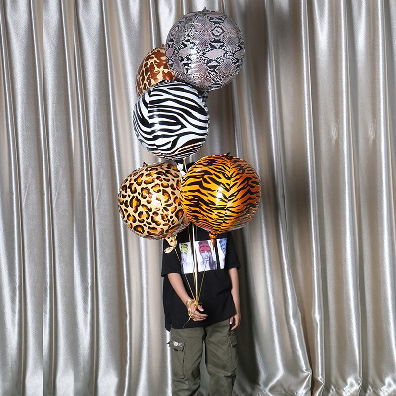 1pc 4d runde dyr folie ballon 22 tommer tiger zebra leopard giraf print ballon baby shower fest dekoration luft globos
