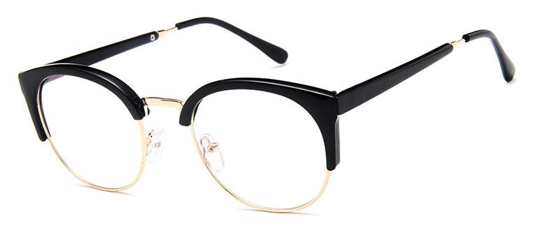 Jahrgang retro Halb randlose brille transparente rahmen runde klare linse gläser Frauen Männer optische rahmen Metall schlicht Gläser Klasse: Schwarz Gold