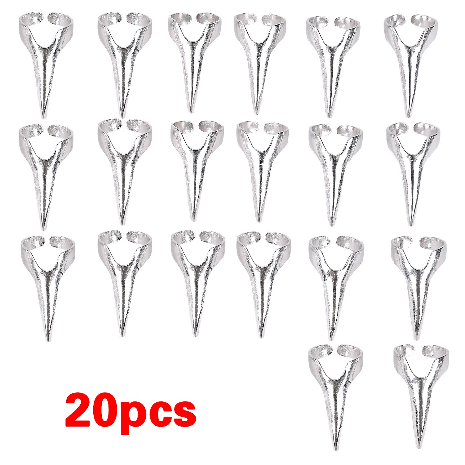 Haar Afscheid Tool Voor Vinger Voor Vlechten Haar Vlechten Accessoires Hairstylist Gevlochten Nagel Retro Haar Afscheid Tool: Silver 20pcs