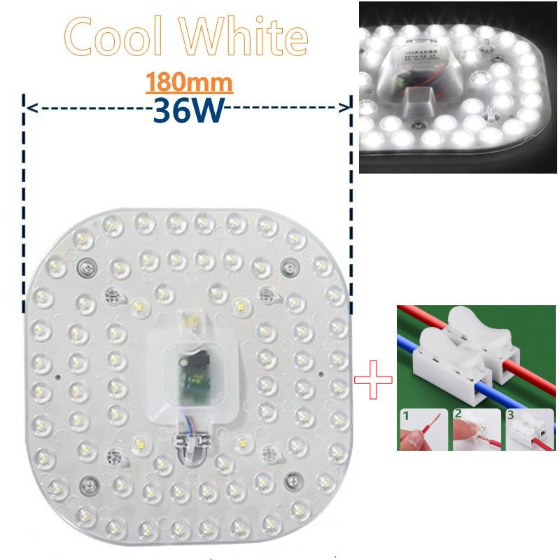 PANEL circular de luz LED SMD, tablero de lámpara circular de techo, 50W, 36W, 24W, 18W, 12W, CA 220V, 230V, 240V: Color blanco cálido