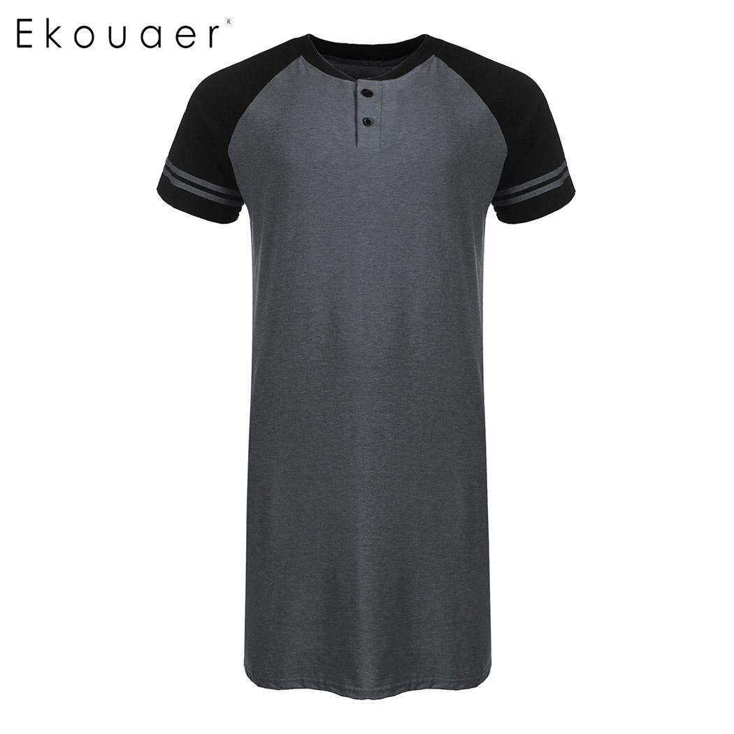 Ekouaer camisas de dormir para hombre ropa de dormir de manga corta suelta camisa de dormir larga camisas de dormir para hombre ropa de dormir cómoda para el hogar talla M-3XL