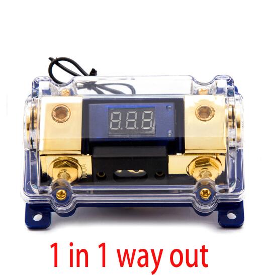 Universal Car Auto Vehicles Audio Amplifier fuse box 1 in 2 way out/1 in 1 way out fuse tap with Voltmeter Audio fuse: Army Green