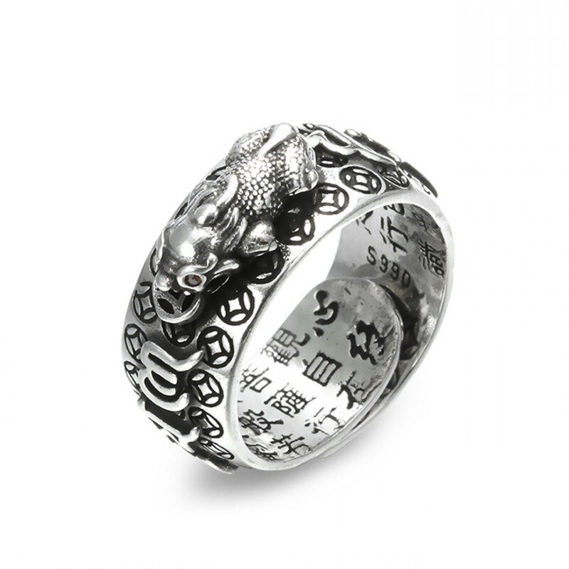 unisex Pixiu Ring - Verstellbare Feng Shui Amulett - Schutz & Wohlstand - Jahrgang Tiermotiv: D pixiu Ring