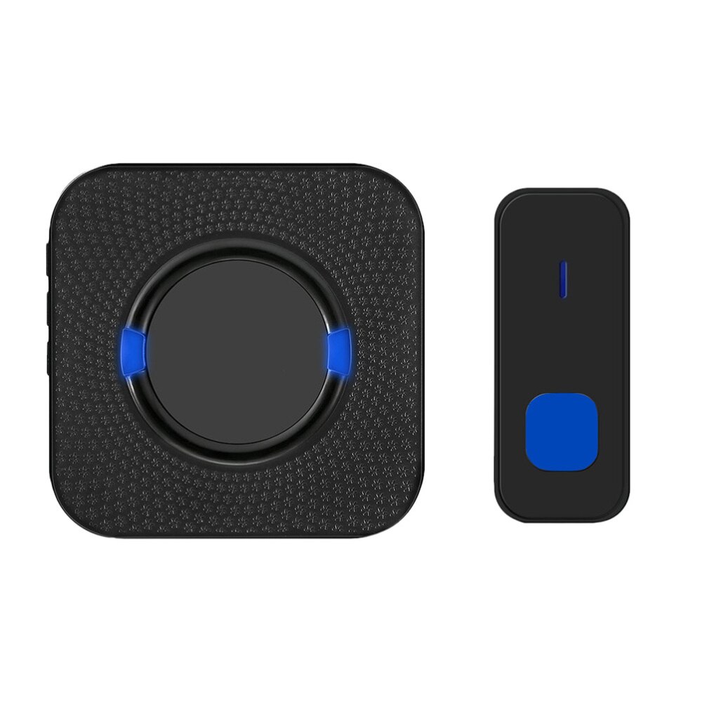 Wireless Doorbell Electronic Door Bell with 55 Tune Song Smart Shop Business Welcome Anti-Theft Device with Plug (Black