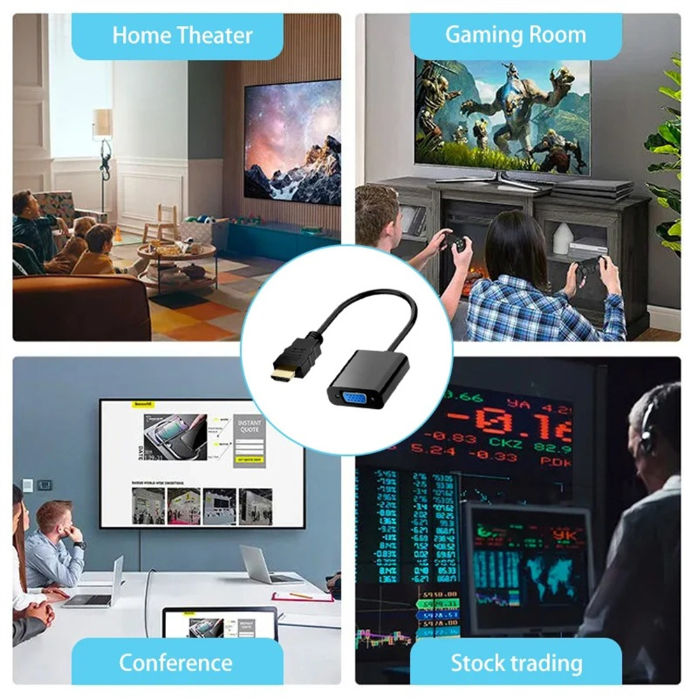 1080P HDMI-Compatible To VGA Adapter High Speed HDTV Male To Female VGA Converter Adapter For Laptop Tablet Monitor TV Projector