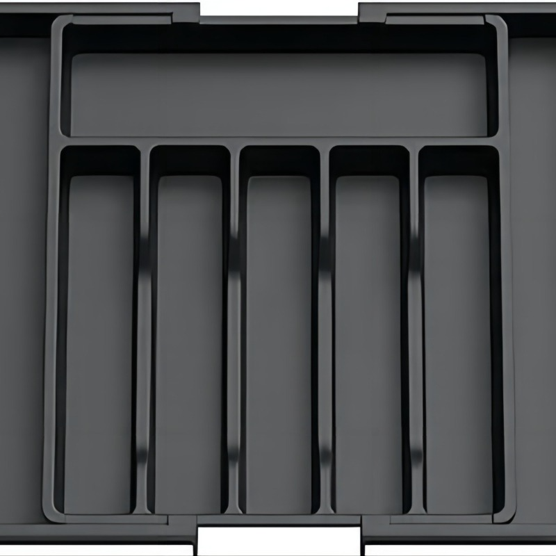1pc Drawer Organizer Adjustable Flatware and Cutlery Holder Black Expandable Utensil Tray Storage Box Kitchen