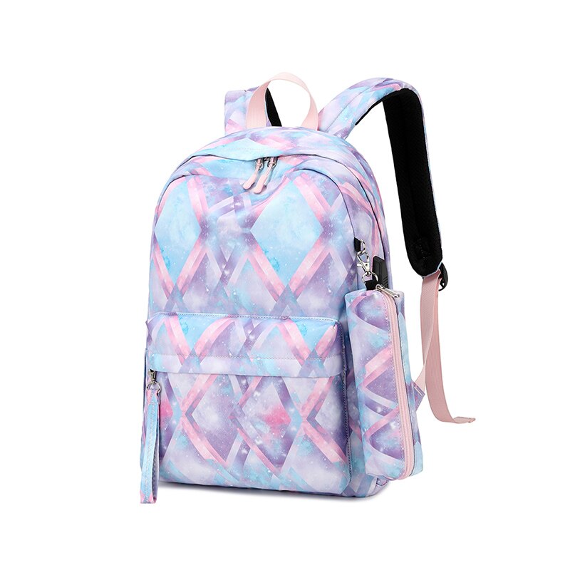 Funkin-mochilas escolares para adolescentes, niños y niñas, juego de Mochila de viaje con carga USB, bolsa de libros para estudiantes, Juego de 3 unids/set