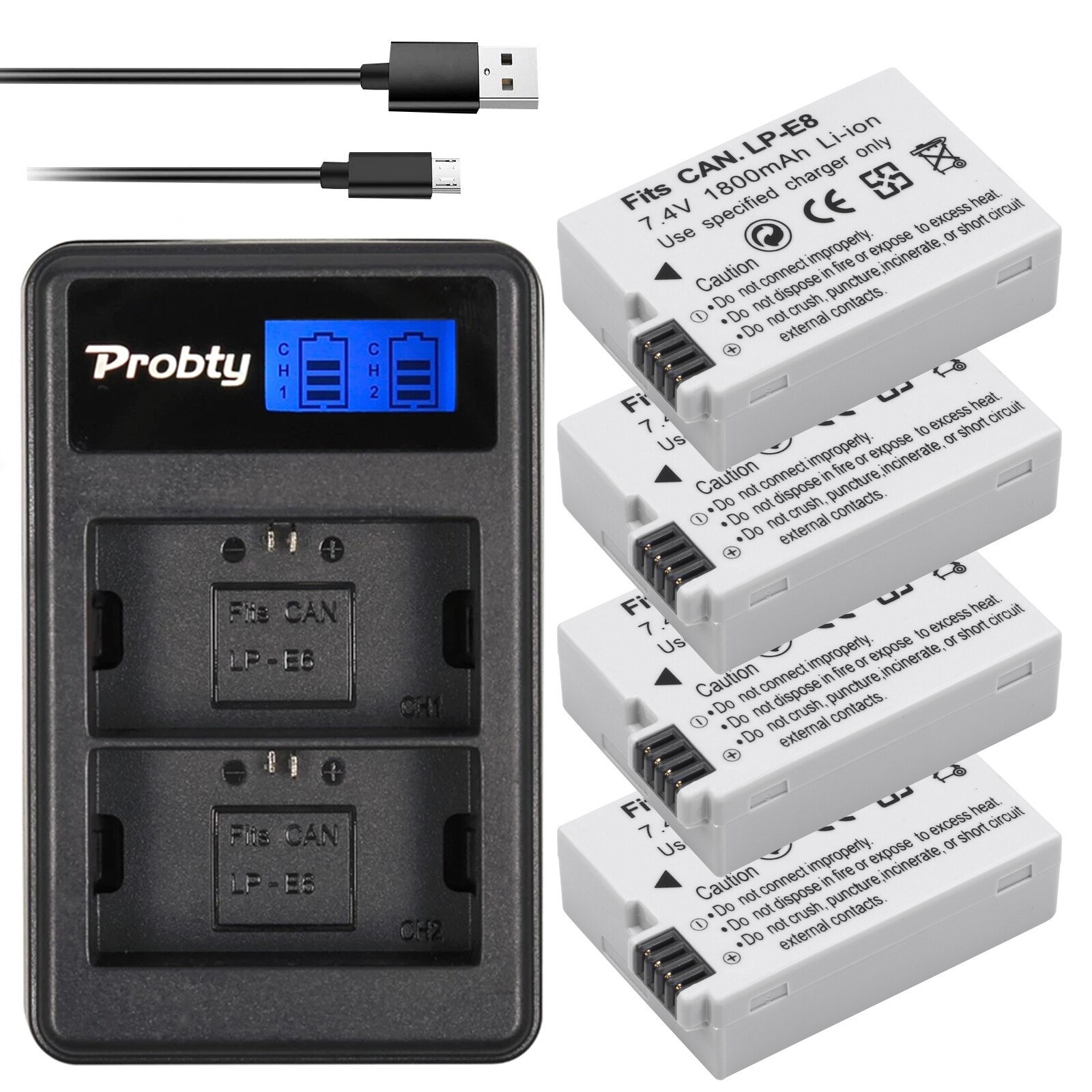 1800mAh LP-E8 LPE8 LP E8 Batterie Batterie AKKU + LCD Double Chargeur pour appareil photo Canon EOS 550D 600D 650D 700D X4 X5 X6i X7i T2i T3i
