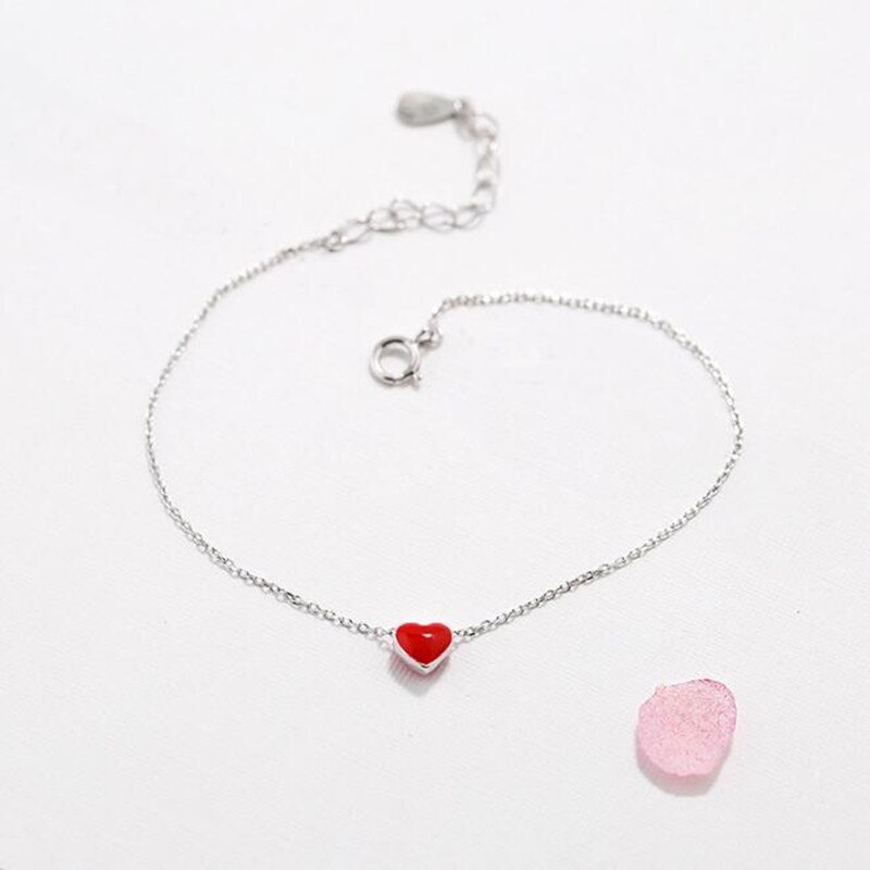 Nouvelle belle 925 bijoux en argent Sterling Bracelets amour coeur rouge Simple personnalité doux Bracelets SB65