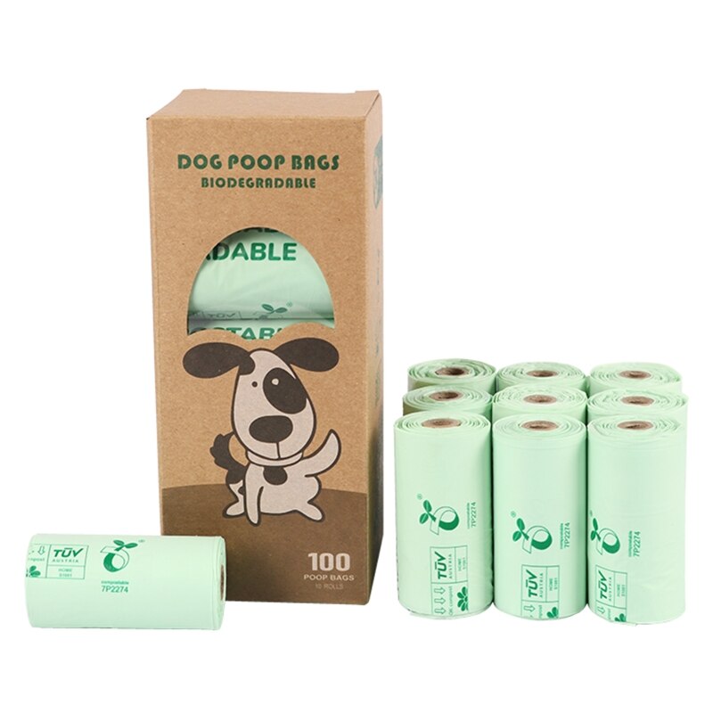 PLA Poop Bags with Easy-Tie Handles Litter Dog Puppy Biodegradable Earth-Friendly Leak-Proof Poop Bags