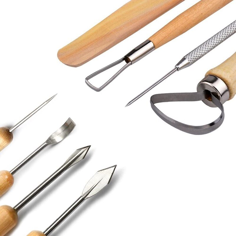 33Pcs Ceramic Clay Tools Set Polymer Clay Tools Pottery Tools Set Wooden Pottery Sculpting Clay Cleaning Tool Set