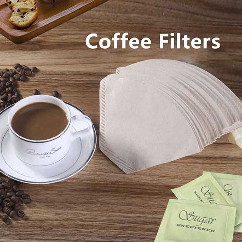 Filtro de café de 4 conos, sin blanquear papel Natural, sin soplado, desechable para verter y cafetera por goteo, 200 Uds.