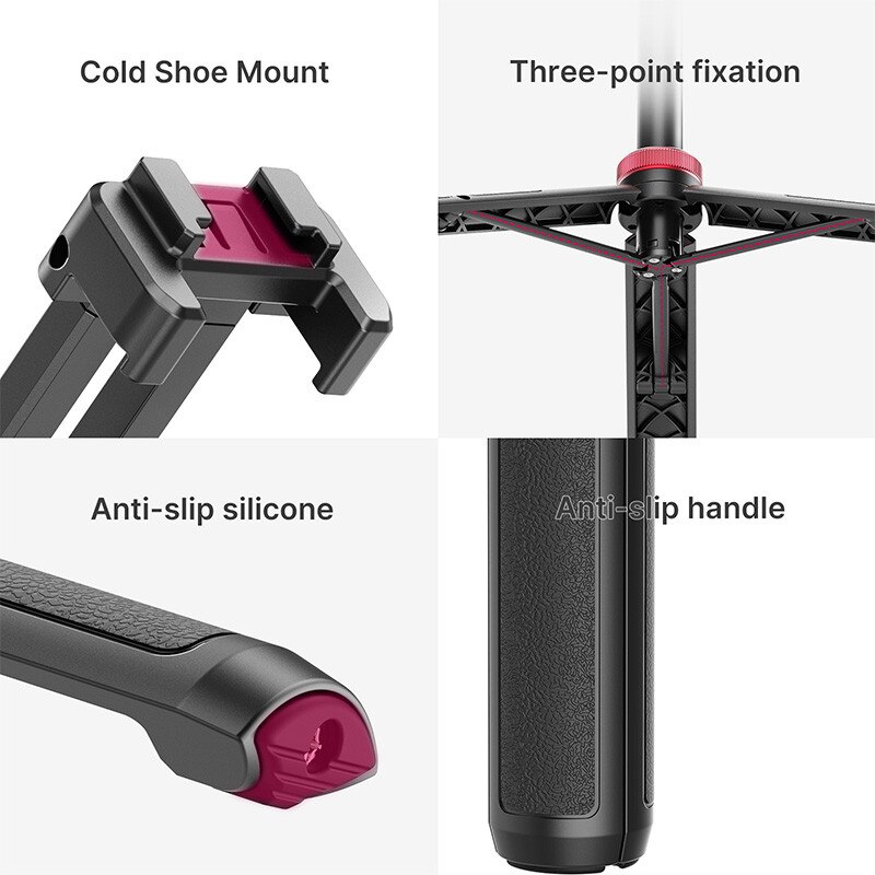 Ulanzi-trípode extensible de MT-44 para cámara DSLR, trípodes de Vlog con zapata fría, soporte de montaje de teléfono para micrófono, luz LED