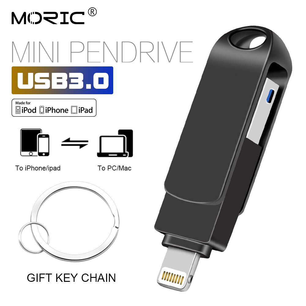 Metal USB Flash Drive 128GB OTG Pen Drive 32GB 64GB USB 2.0 Flash Disk for iphone/ipad/Lightning/ios/USB Memory Stick
