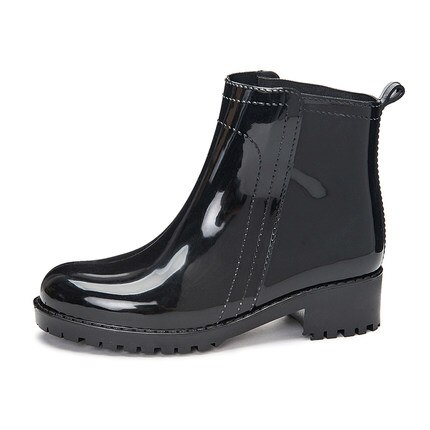 Rubber Schoenen Mode Regen Laarzen Meisjes Dames Wandelen Waterdichte PVC vrouwen Laarzen Winter Vrouw Martins Regenlaarzen Roze wit: Black / 6.5