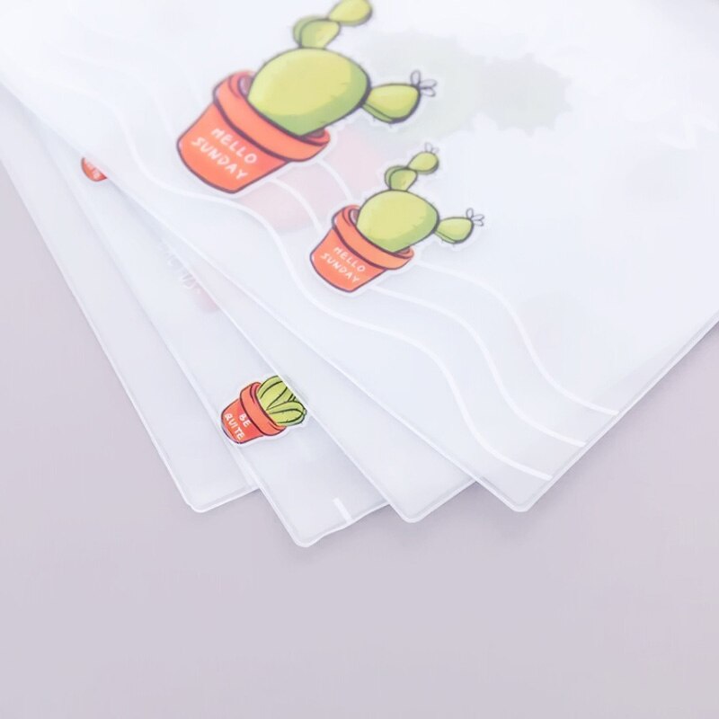 Cactus transparente de PVC de A5 Documento de la carpeta de archivos bolsa de papelería para estudiante niños lápiz caso caja de
