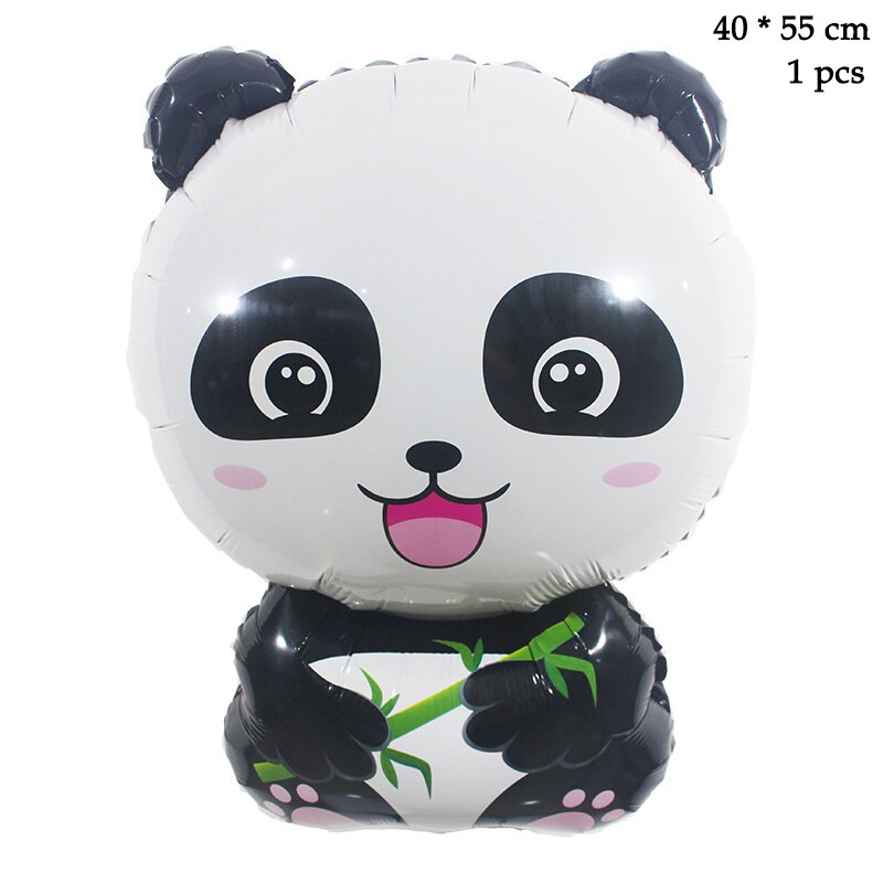Panda happy birthday banners Kids cartoon panda party decorations black white birthday banners panda foil helium balloons: 1pcs foil balloon