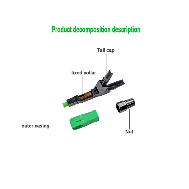 50Pcs Sc Apc Ffiber Optic Sc Apc Single-Mode Snelle Connector Sc Apc Ftth Glasvezel Quick Connector