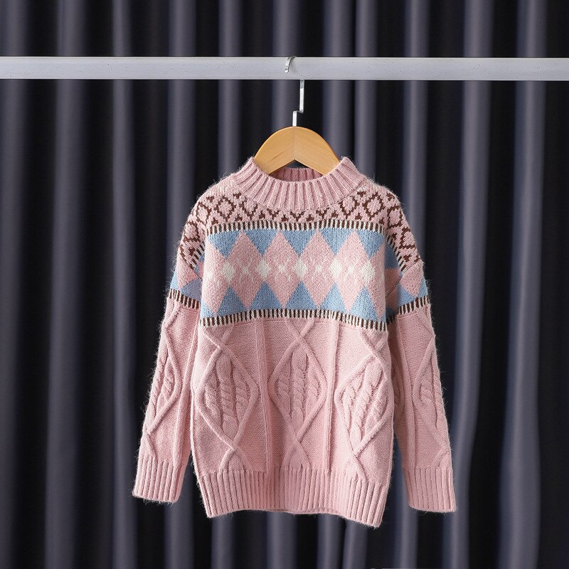 Pull tricoté pour enfant, vêtement pour fille, hiver , Ins: Rose / 8