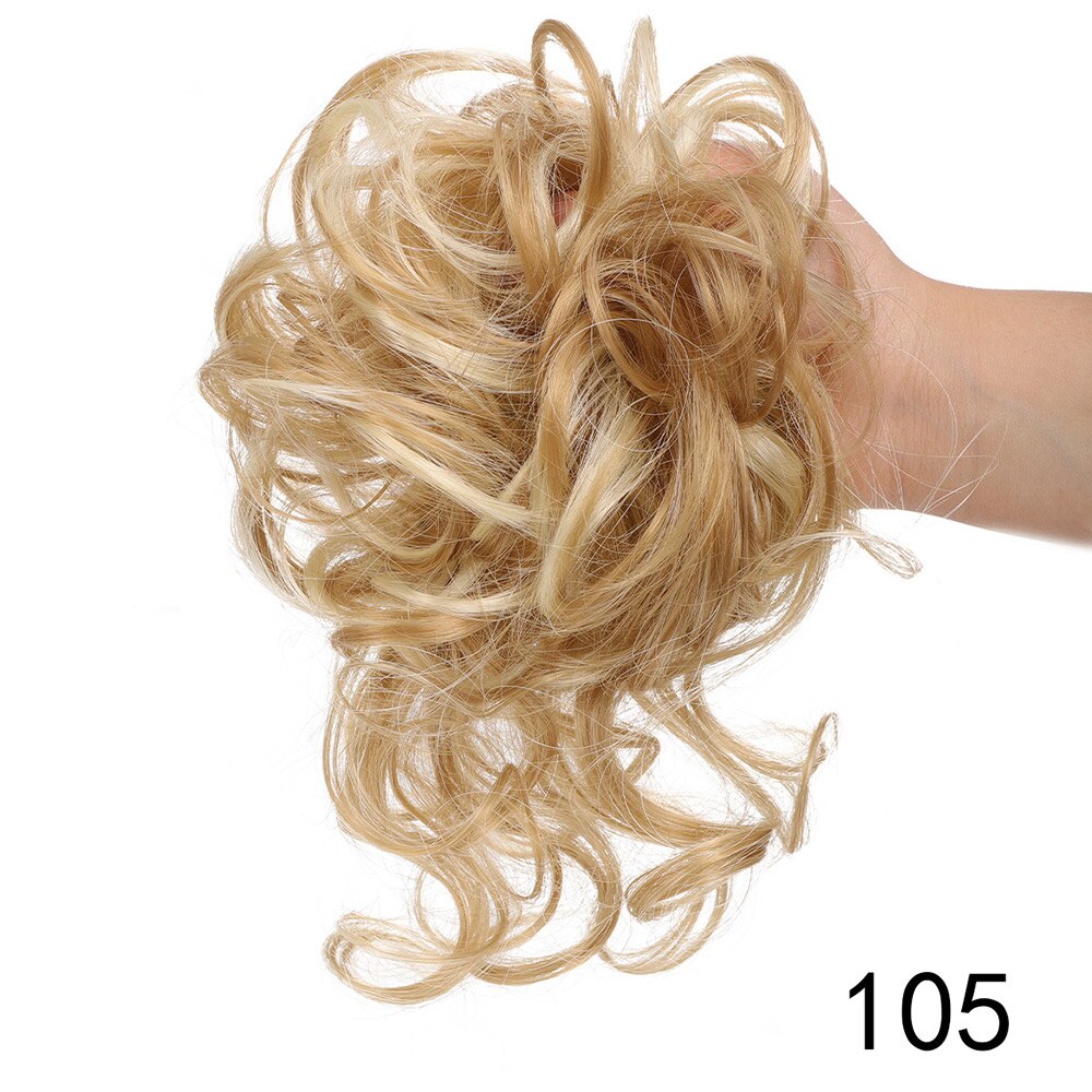 LiHui moño sintético, banda con rizos desordenados, pinza elástica para el pelo, pieza de peluca, pinza para el pelo para mujer, negro y marrón: P4 / 30