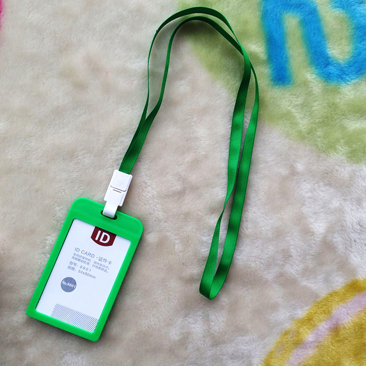 Candy Colors Credit Card Holders Bus ID Holders Card Neck Strap Card Name Women Men Bank Identity Badge With Lanyard: Green