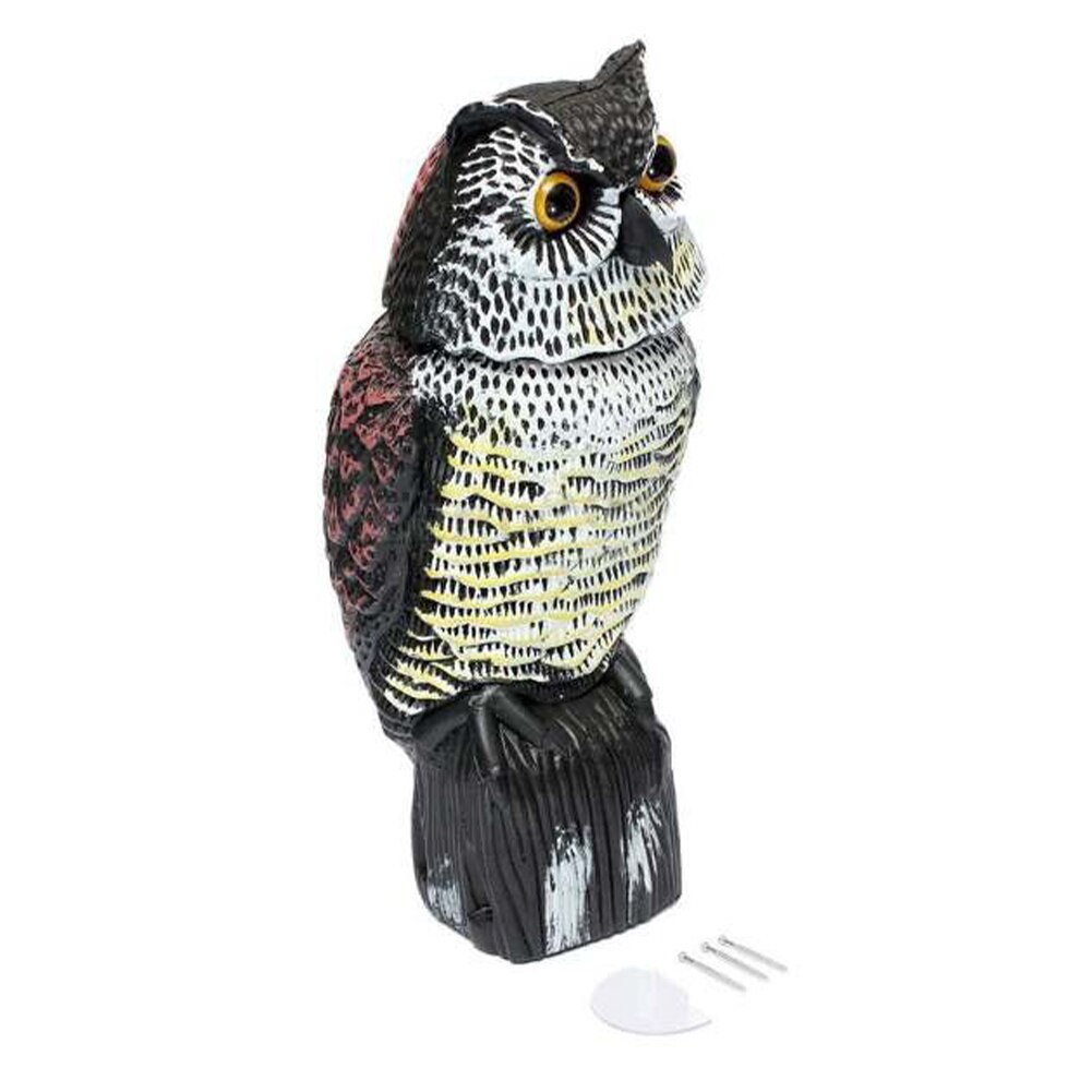 Realistische Vogel Scarer Roterende Kop Geluid Uil Prowler Decoy Bescherming Repellent Pest Control Vogelverschrikker Tuin Yard Bewegen