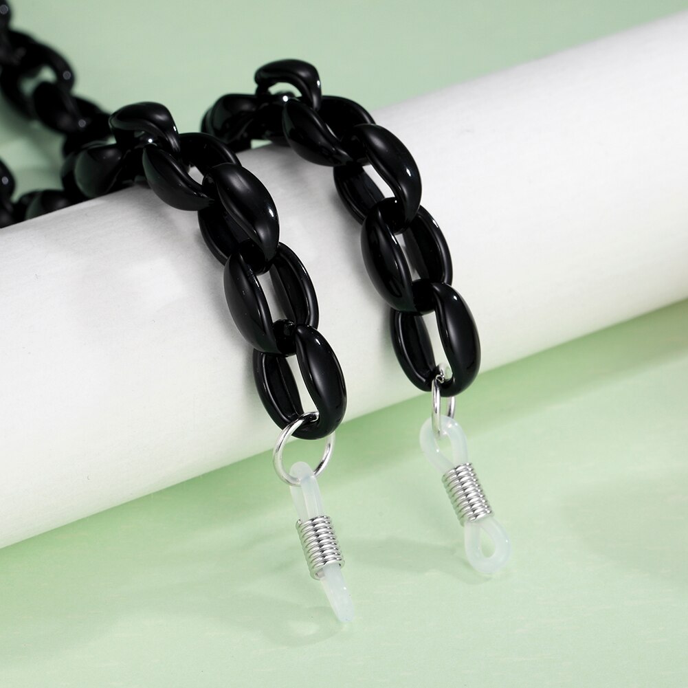 Teamer Mode Acryl Leesbril Ketting Voor Vrouwen Zonnebril Ketting Bandjes Cords Hals-Keten Lanyard Brillen Touw: 4 black-Silver