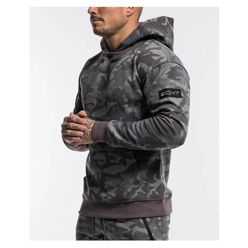 Muscle Fitness-suéter deportivo de tendencia de invierno para hombre, para correr al aire libre, entrenamiento, secado rápido, transpirable, informal, chaqueta de camuflaje, Jogger