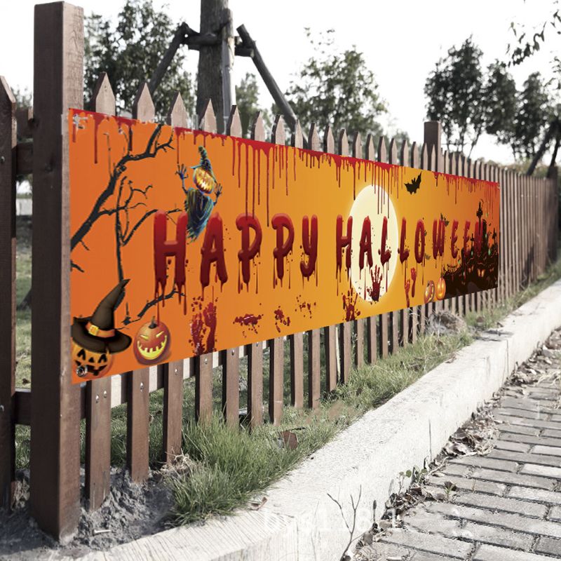 Outdoor Halloween Banner Pull Flag Decorations Celebrate Foldable Hanging Decor Porch Background Signs Party Supplies