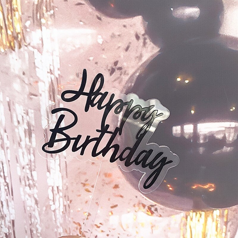 Flower Happy Birthday Cake Topper Garland Letter Cupcake Cake Top Flags for Kids Birthday Party Cake Toppers Baby Shower Supplie