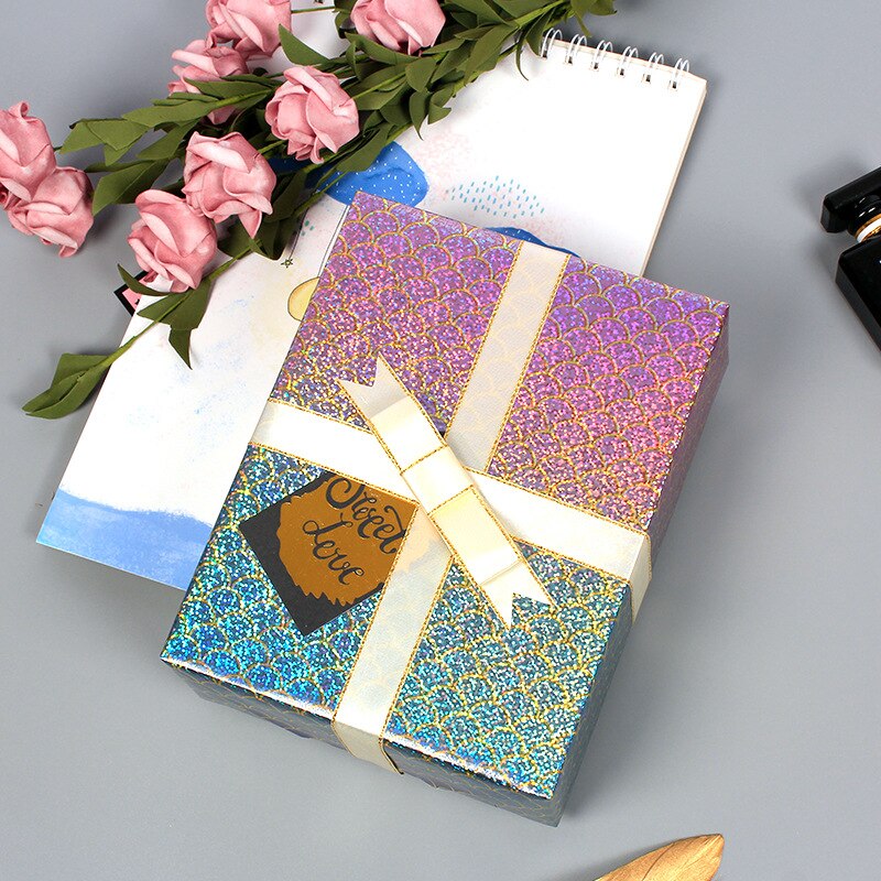 50*70cm błyszczący papier robić pakowania gradientu łuski syreny prezent papier dekoracyjny seria bożonarodzeniowa ślub papier robić pakowania prezentów