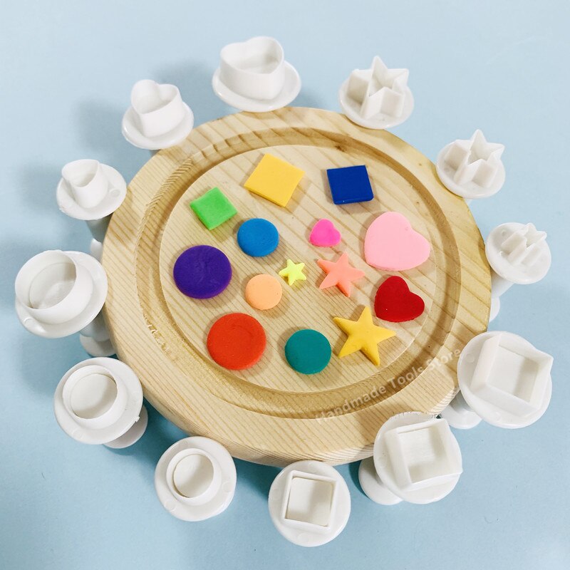Polymer Clay Cloud Mold Heart Star Shape Printing Cutting Mold DIY Pottery Sculpture Geometric Figure Embossing Modeling Tools