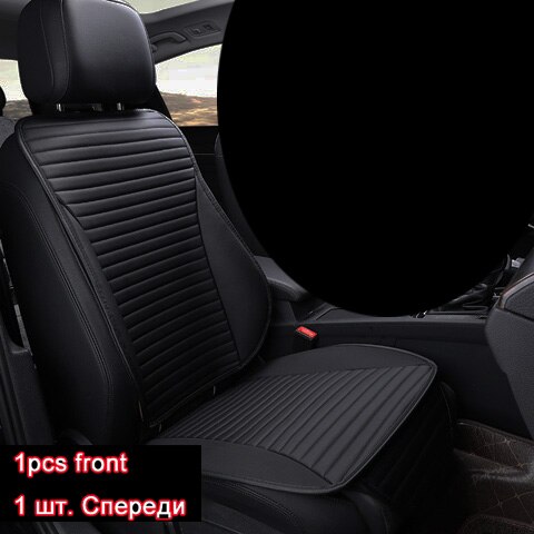 fácil de limpiar no se mueve los cojines del asiento del coche, accesorios cuatro estaciones universal pu cuero asientos no deslizantes cubierta impermeable M1: with back black 1pcs