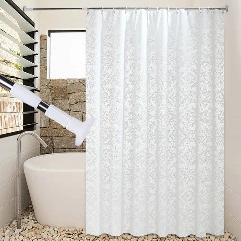 Rideau de douche blanc imprimé Floral, 200cm, pour salle de bain, tissu Pvea, luxe, Style romantique, imperméable, pour salle de bain