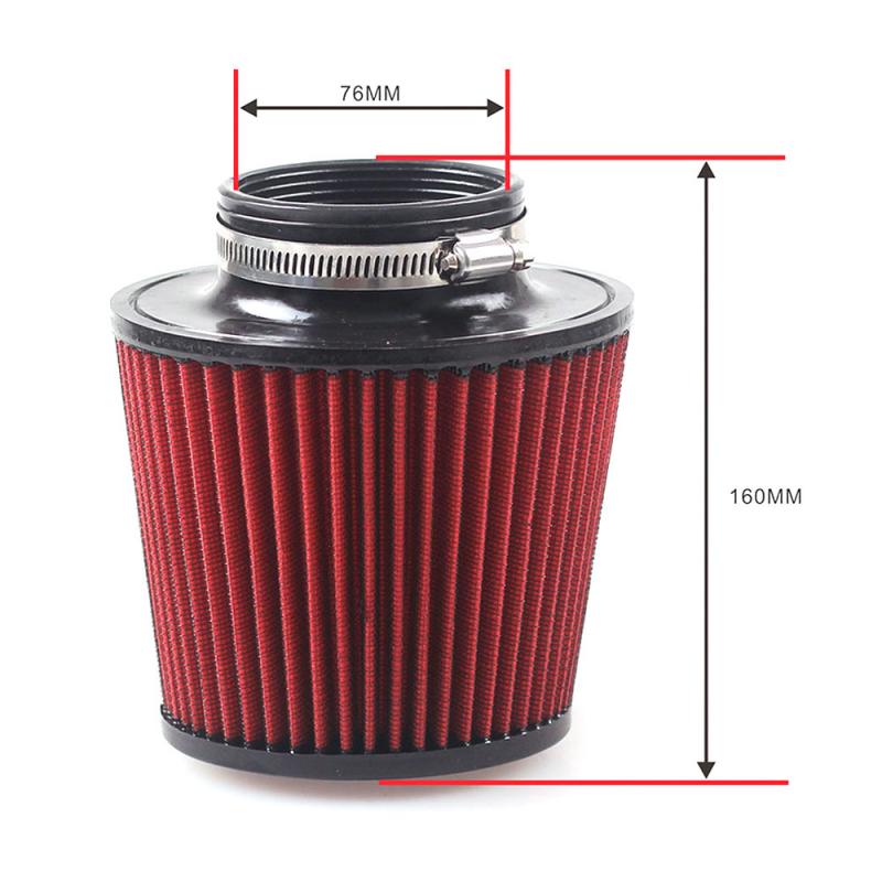 Air Filter 100mm 76mm 3Inch High Flow Car Cold Air Intake Filter Aluminum Induction Induction Hose Pipe Mushroom Head: 76mm