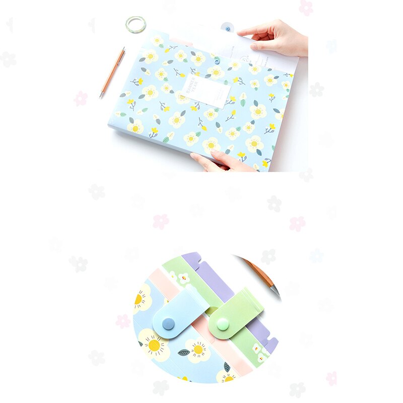 Floral Printed Accordion Document File Folder Expanding Letter/A4 Organizer (set of 4)