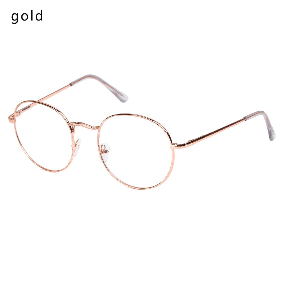 Round Metal Frame Reading Glasses Unisex Ultralight No Degree Eyeglasses Eyewear Vintage Women Men Vision Care: gold