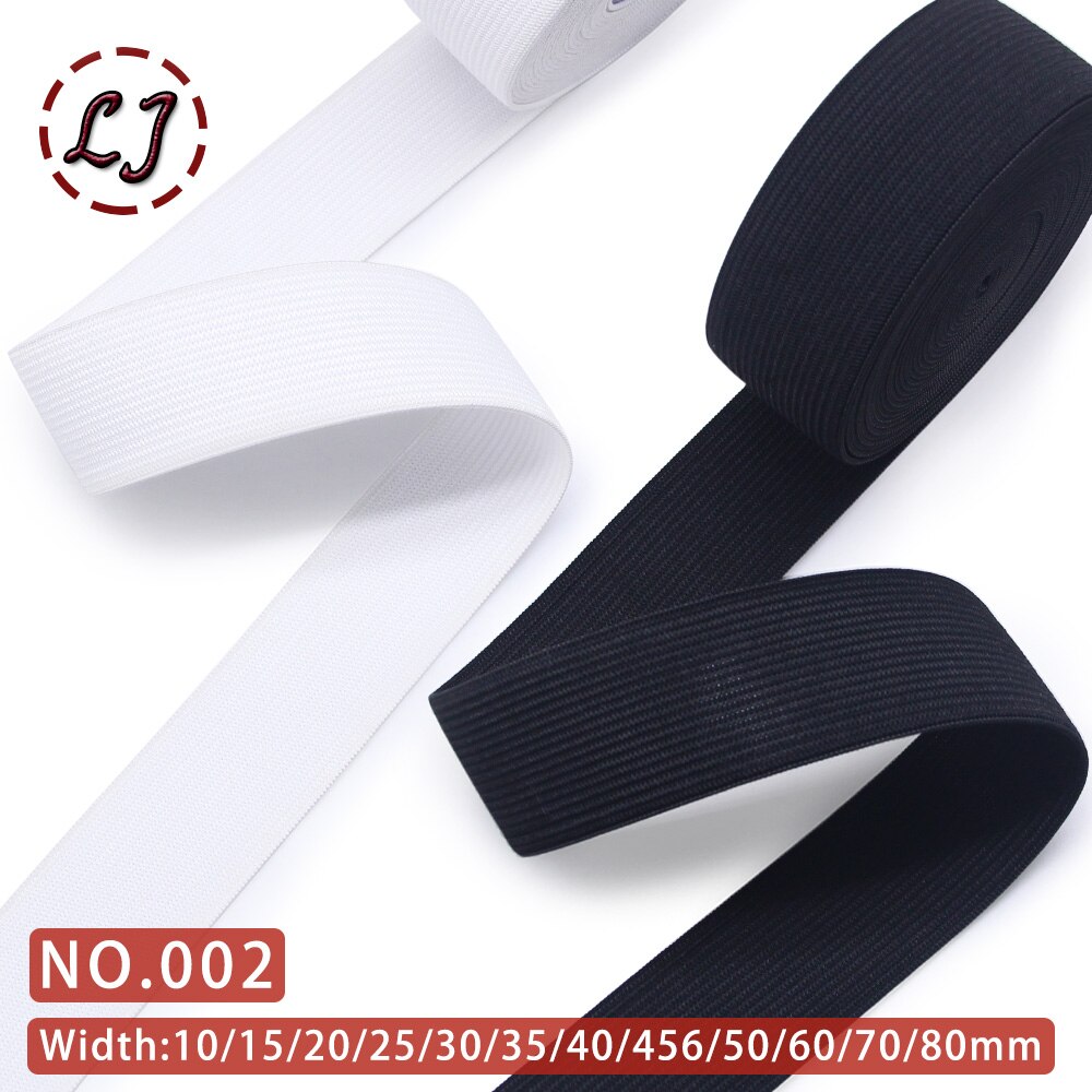 8 hilo negro blanco banda elástica plana cinta de goma para coser ropa pantalones accesorios cinturón elástico cinta ropa DIY