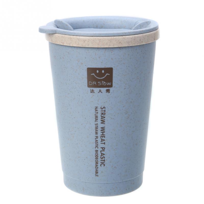 Tasse à café en paille à Double paroi 280ML, isolant en Fiber de blé, tasse de voyage étanche: Bleu