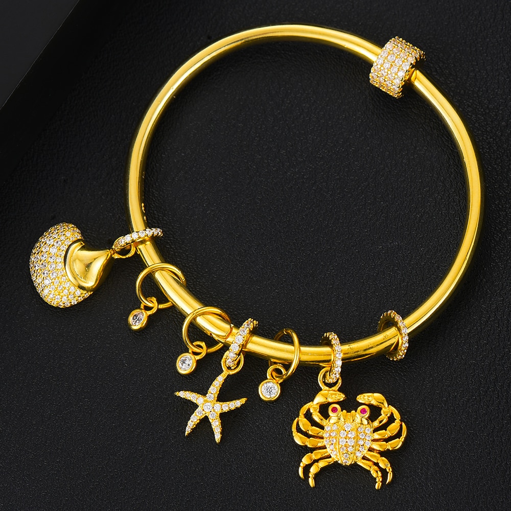Godki luxe gouden armband met zeedieren en een ster in de vorm van een krabbenschelp, bohemian manchetarmbanden voor dames, sieraden voor vrouwen