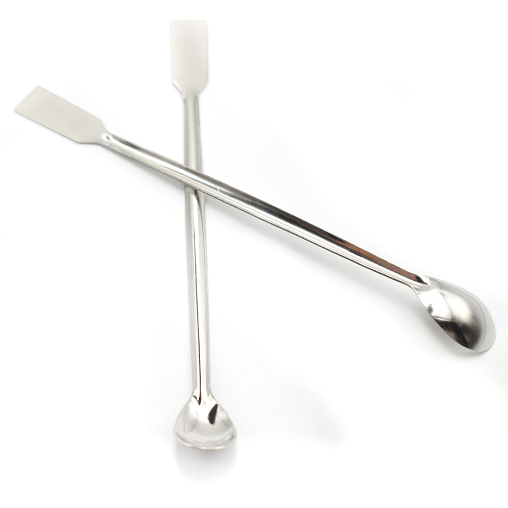 1 Uds 20cm de longitud reactivo de doble extremo de acero inoxidable cuchara de muestreo de laboratorio espátula para utensilios de cocina herramientas de cocina