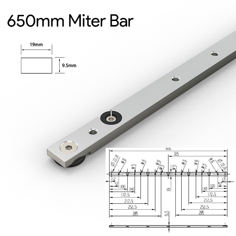 T-track Double Cut Profile Universal with Predrilled Mounting Holes Woodworking and Clamps High Strength Aluminum Alloy: 650mm Miter bar