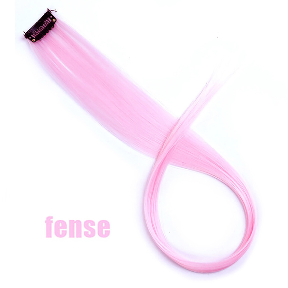 Wszystkie długie proste włosy spinka robić przedłużania włosów w podświetleniu tęczowe włosy smuga różbyć winnym syntetyczne pasma włosów na klipsach: #3